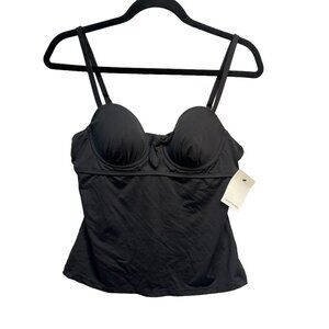 Women's NWT Gibson Latimer Spaghetti Strap‎ Bustier Swim Top Swimsuit XS Black